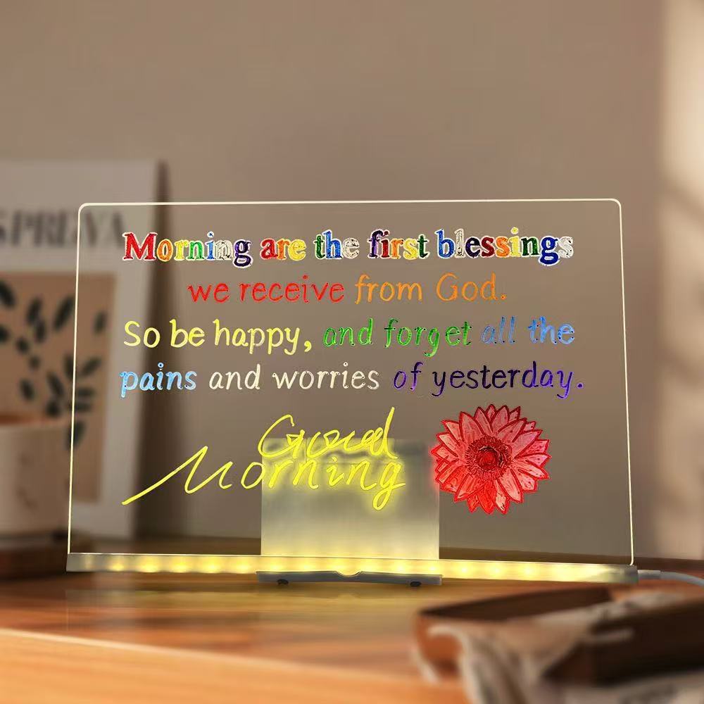 Led Drawing Board Diy Acrylic Board With Colour Pens Led Note Board Kid Drawing Toy Luminous Blackboard Wordpad With Night Light