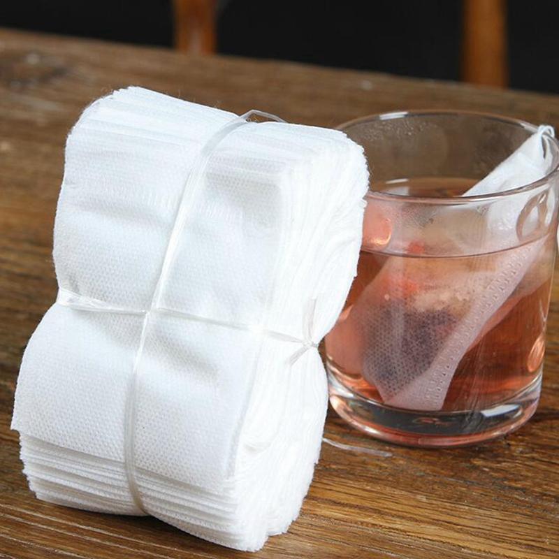 100 Pcs 5x7cm Disposable Empty Tea Bags Bags for Tea Bag with String Heal Seal Tea Infuser Non-woven Paper Filter Teabags