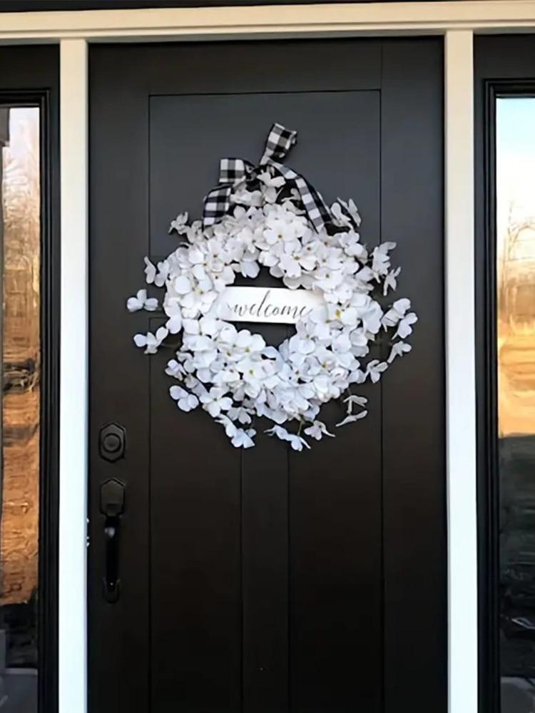 40 см белый венок из форзиции, летний венок, цветочный кластер, венок из фермерского дома на виноградной лозе для празднования, передняя дверь, стена, окно, подвесной рождественский декор