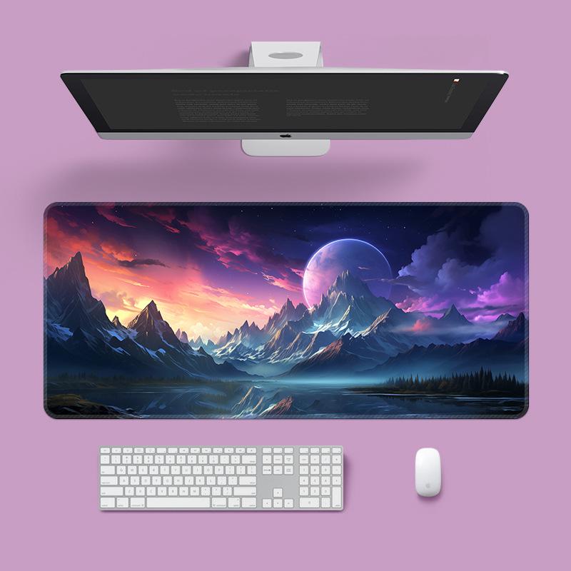 Extra Large Washable Mouse Pad - Aurora Landscape & Sunset Clouds Design, Thickened for Office and Gaming Desks
