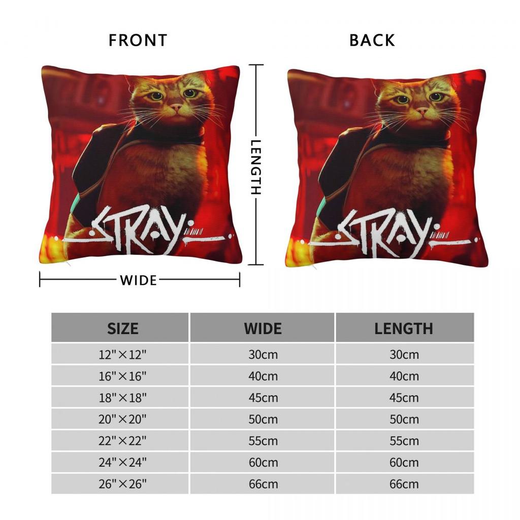 Stray Cat Game Square Pillowcase Polyester Linen Velvet Printed Zip Decor Throw Pillow Case Car Cushion Cover