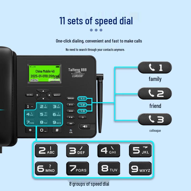 Taifeng 888 Беспроводной 4G/5G Стационарный Телефон с SIM-картой Штепсель CN (адаптер в комплекте)
