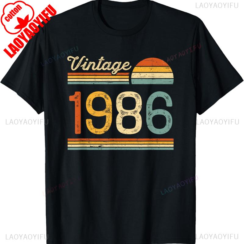 Винтажная Футболка с Графикой 'Рожден в 1986' 40-й День Рождения Unisex ЖЕНСКИЕ Повседневная Стиль Всесезонная Короткий Рукав