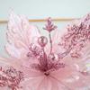 New 25CM Artificial Silk Flower Silk Pink Fabric Flower Arrangement Ins Style Sequin Decorating Flowers Christmas Tree