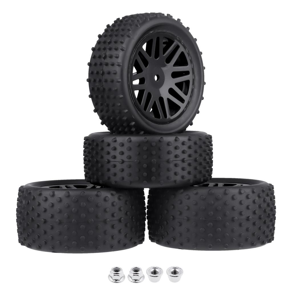 Available: 86x34/41mm Glued Off-Road Model Car Tires with Nuts, Front & Rear, 1/10 Scale