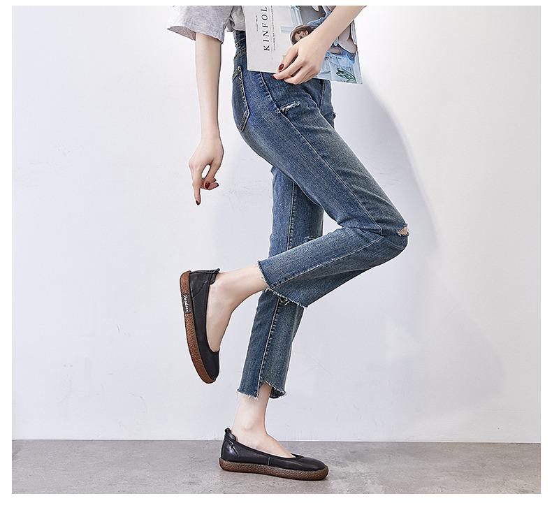 Hong Kong Genuine Leather Flat Summer Shoes for Women - 2025 New Mori Girl Style with Cowhide Sole