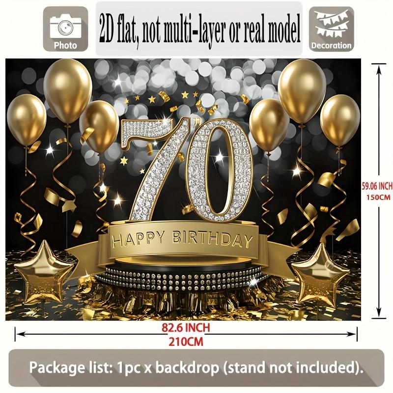 2D flat banner, 1 piece, background decoration photo props for 70th birthday party, polyester banner decoration