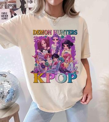 Kpop Huntrix Охотники на демонов Футболка Huntrix Girls Футболка Мира Руми Джои Футболка Охотники на демонов Футболка Подарок для Kpop фаната Футболка из фильма