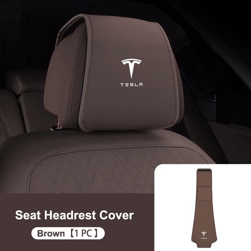 DWWDT1 Leather Car Interior Seat Headrest Cover Protector Pad For Tesla Model 3 Model Y Model X Model S P100D P85D 200 Auto Accessories