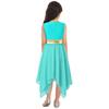 Girls Metallic Patchwork Sleeveless Asymmetrical Hem Praise Dance Dress Modern Lyrical Costume