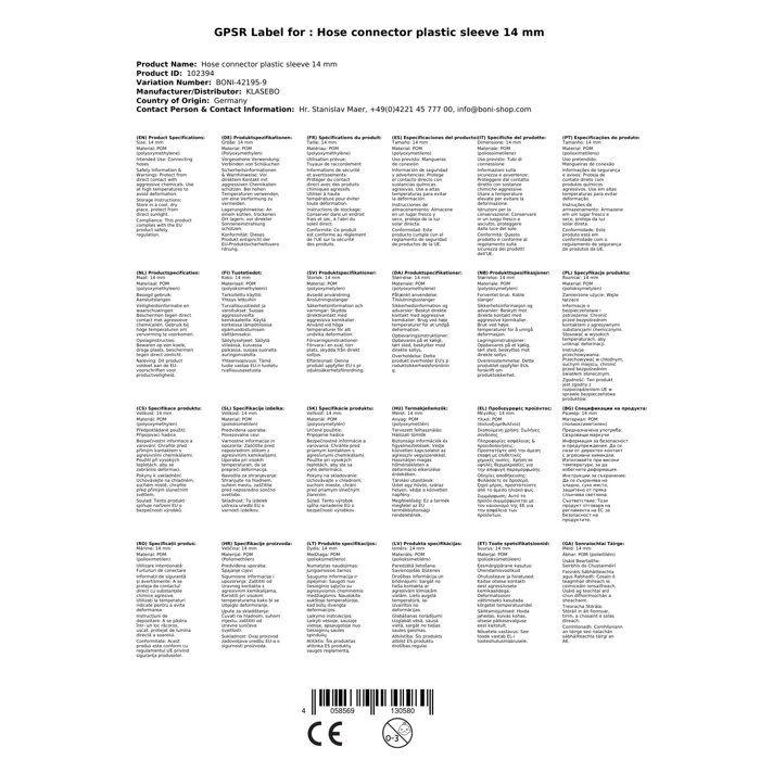 Raccord Tuyau 14mm Plastique - Connecteur Cannelé Durable