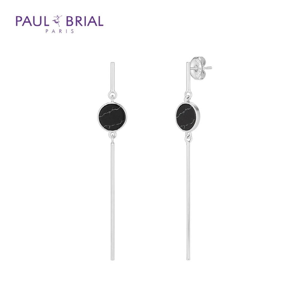 PAULBRIAL PLBE0073 Черные Серьги-Шпильки с Мраморным Эффектом