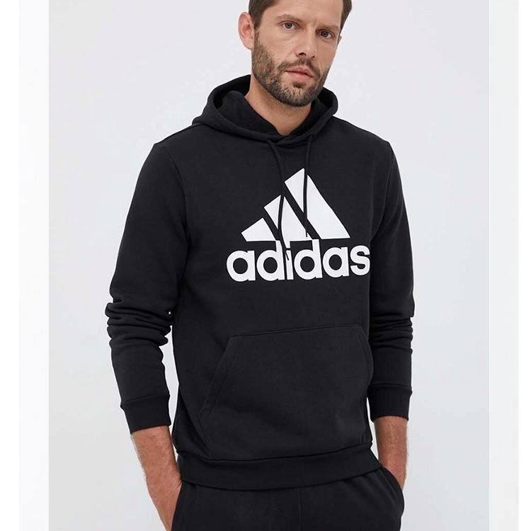 adidas Мужская толстовка с капюшоном Essentials из флиса с большим логотипом Черный/Белый IB4024
