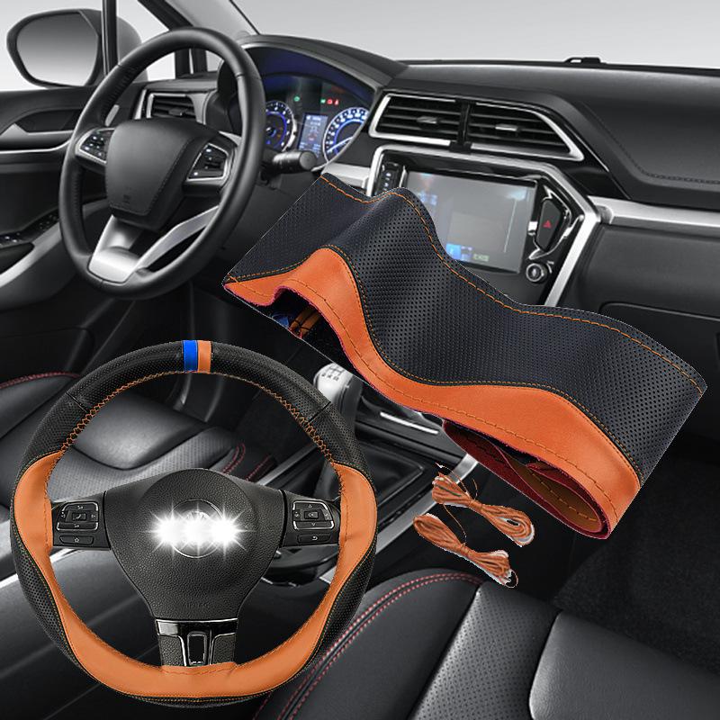 Чехол на руль из натуральной кожи, ручной работы, нескользящий, верхний слой из коровьей кожи, впитывающий пот, универсальный для всех сезонов.