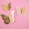12Pcs Artificial Butterfly Birthday Cake Topper Golden 3D Butterflies Cupcake Toppers For Wedding Party Baking Dessert Decor