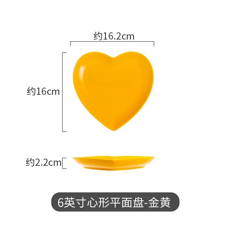 Creative Color Heart 6/8 Inch Ceramic Plate Irregular Ceramic Baking Plate Dinner Salad Dessert Plates Tableware Cooking Dishes