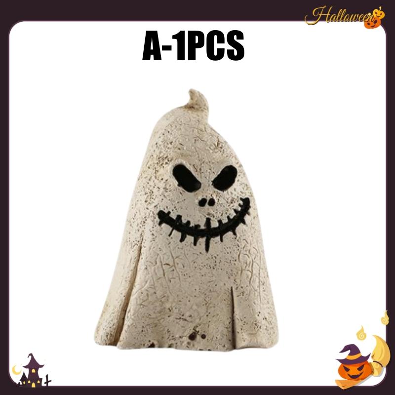 Cartoon Pumpkin Ghost Resin Craft Miniature Sculpture Cute Spooky Scene Decor Tabletop Ornament Home Party Halloween