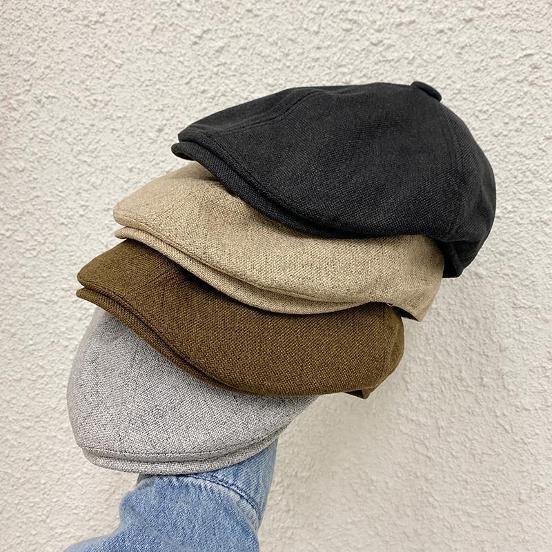 Кепка NEWSBOY, льняные шляпы для мужчин и женщин, берет, весна-лето, темно-серая восьмипанельная шляпа, британский стиль, ретро, восьмиугольная кепка