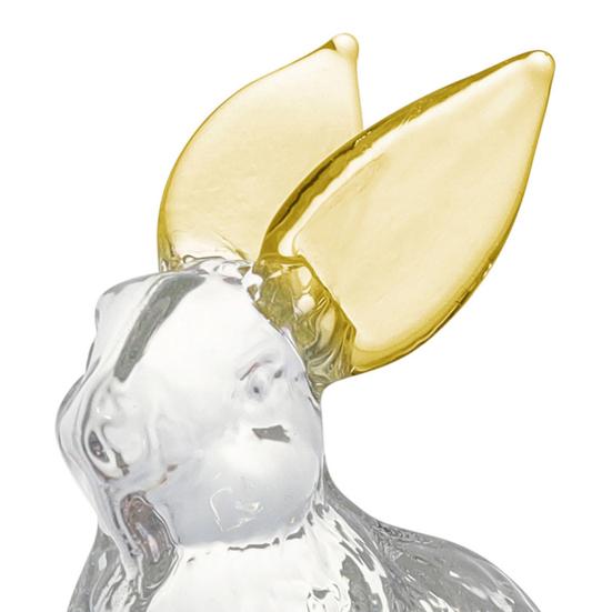 Стеклянная фигурка кролика, прозрачное украшение в виде кролика с окрашенными ушами, коллекционное центральное украшение в виде кролика для стола, весеннее пасхальное украшение