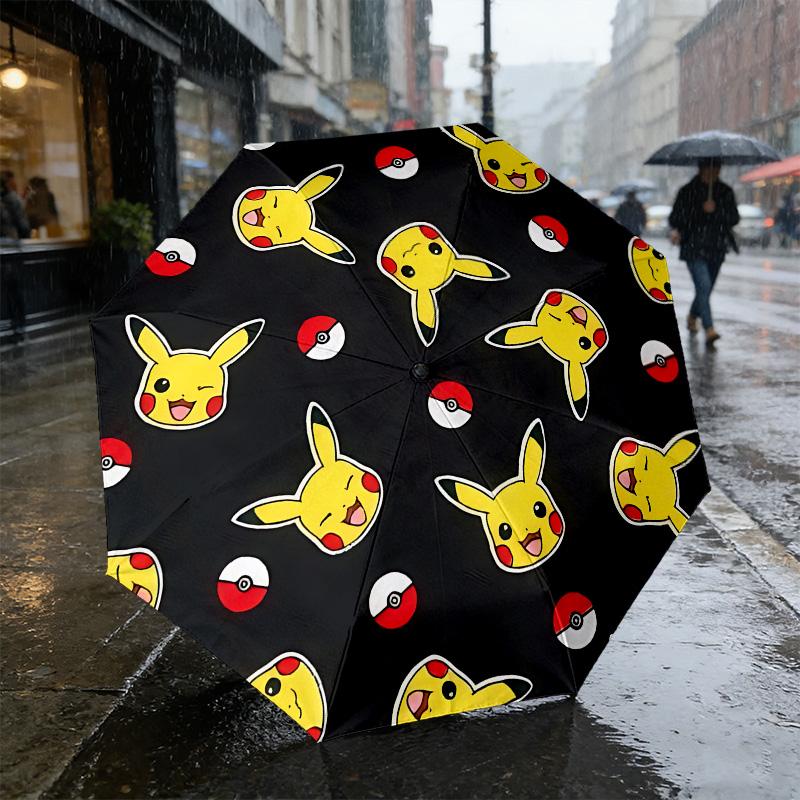 Pikachu Party 8 Ribs 3Fold Black Glue Uv Protection Umbrella Sun Protection Rainproof Compact Folding Umbrella For Travel Daily Use C923628
