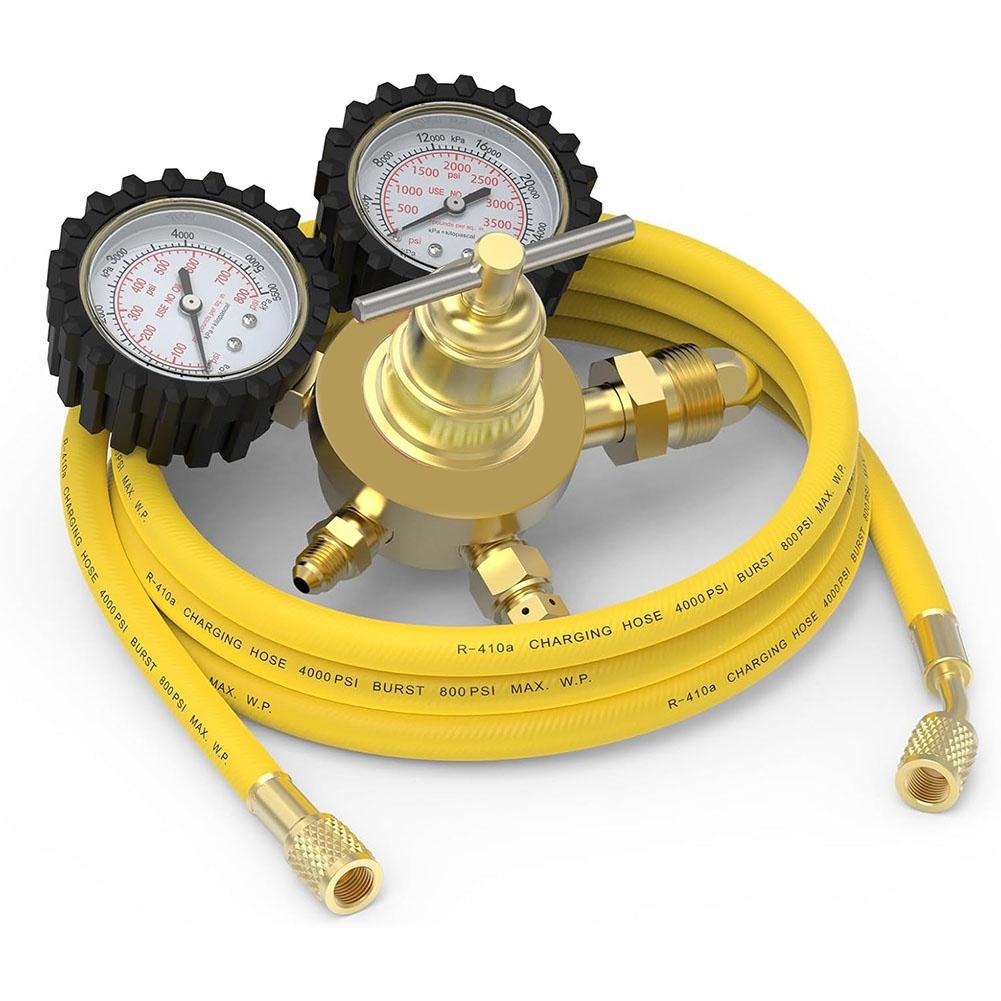 Регулятор азота BHBL + шланг, выходное давление 0-800 PSI и 0-4000 PSI, входное соединение CGA580 и штуцер с наружной резьбой 1/4 дюйма