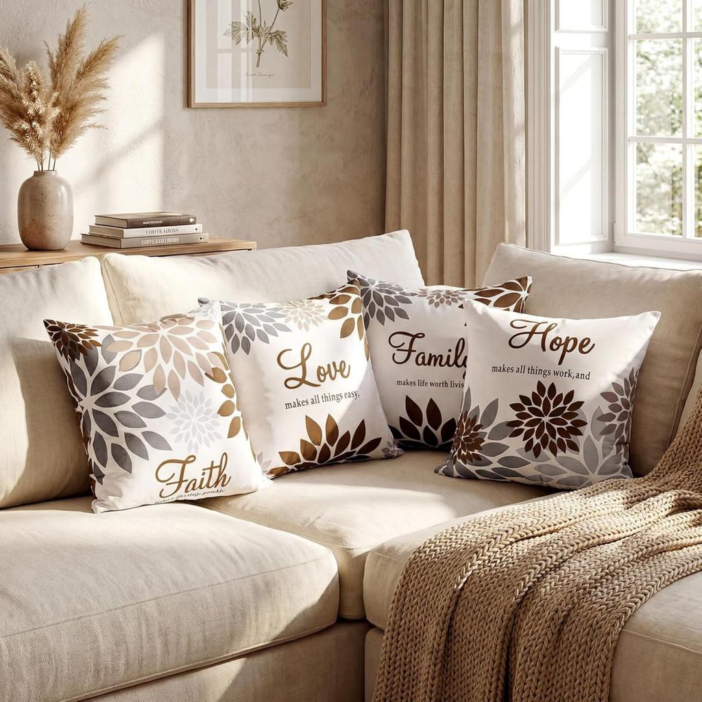 4*45cm Throw Pillow Cover Set Of 4 Pieces. Geometric Art Single-sided Print. Hidden Zipper Design. Suitable For Sofa, Bedroom And Home Decoration.