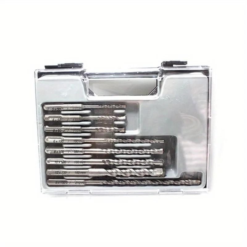 8 Pcs Rotary Hammer Drill Bit Set 3/16" 1/4" 5/16" 3/8" 1/2" SDS Drill Bits for Masonry Concrete Block Brick Stone Percussion