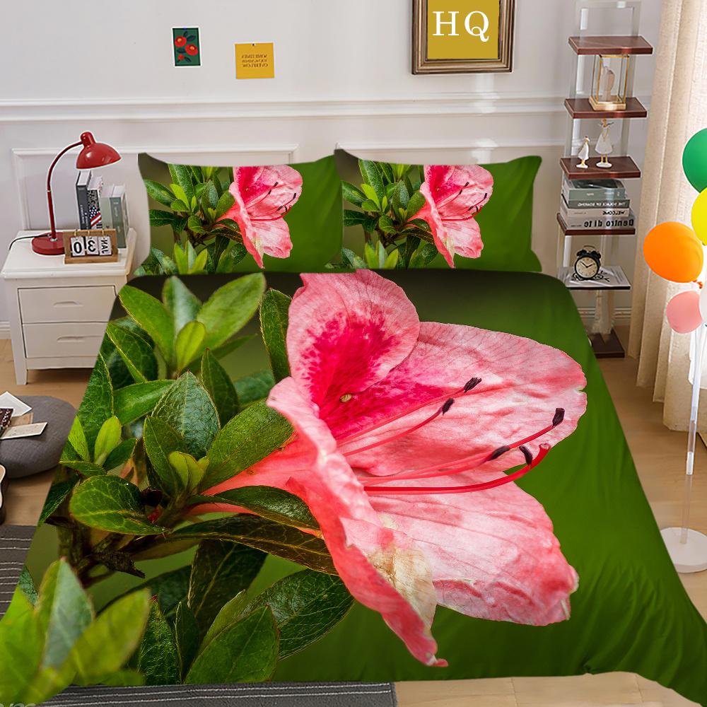 Комплект постельного белья с 3D-цветочным принтом, двойной размер, домашний комплект постельного белья из микрофибры, модный комплект высокого одеяла