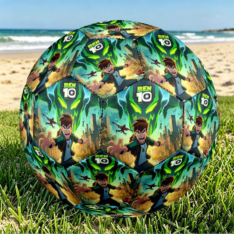 Ben 10 Cartoon Print Size 5 Soccer Ball, PU Wear Resistant Football for Match Training and Daily Practice, Birthday Gift for Soccer Fans