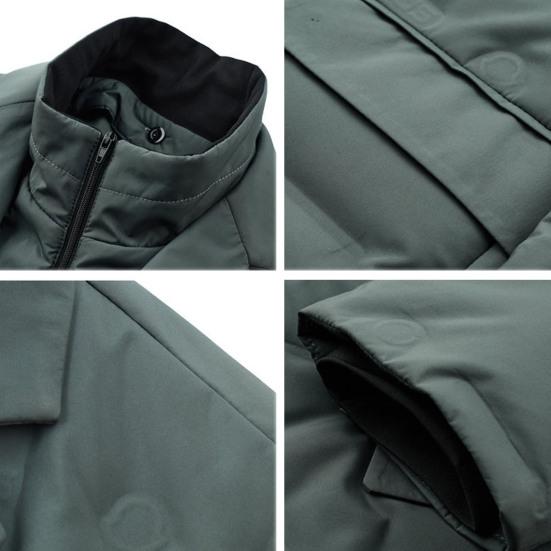 Мужской хлопковый пиджак с высоким воротником, длинный рукав, застежка-молния, пиджак, имитация двух частей, стеганая верхняя одежда