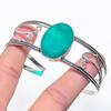 Emerald(Simulated) Gemstone 925 Sterling Silver Cuff Bangle Adj S5f37