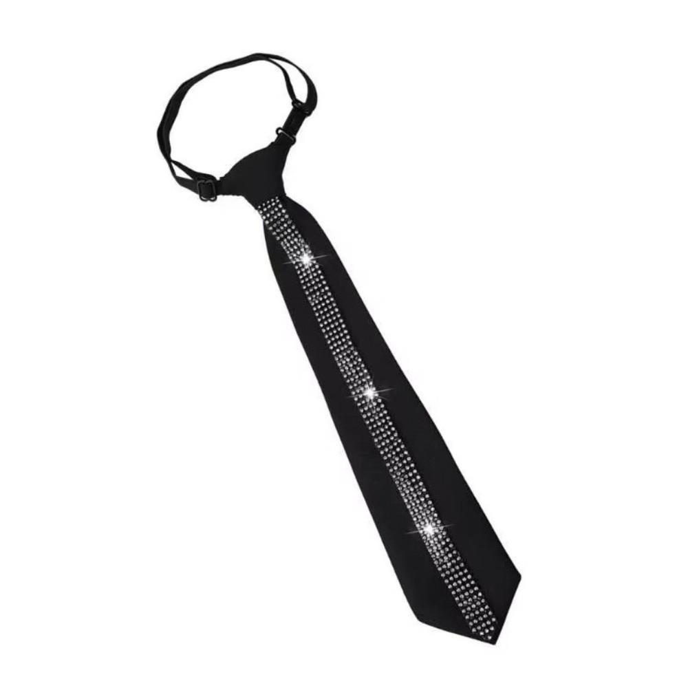 Glitter Business Adjustable Neck Tie Black Pre Tied Neck Tie Uniform Shirt