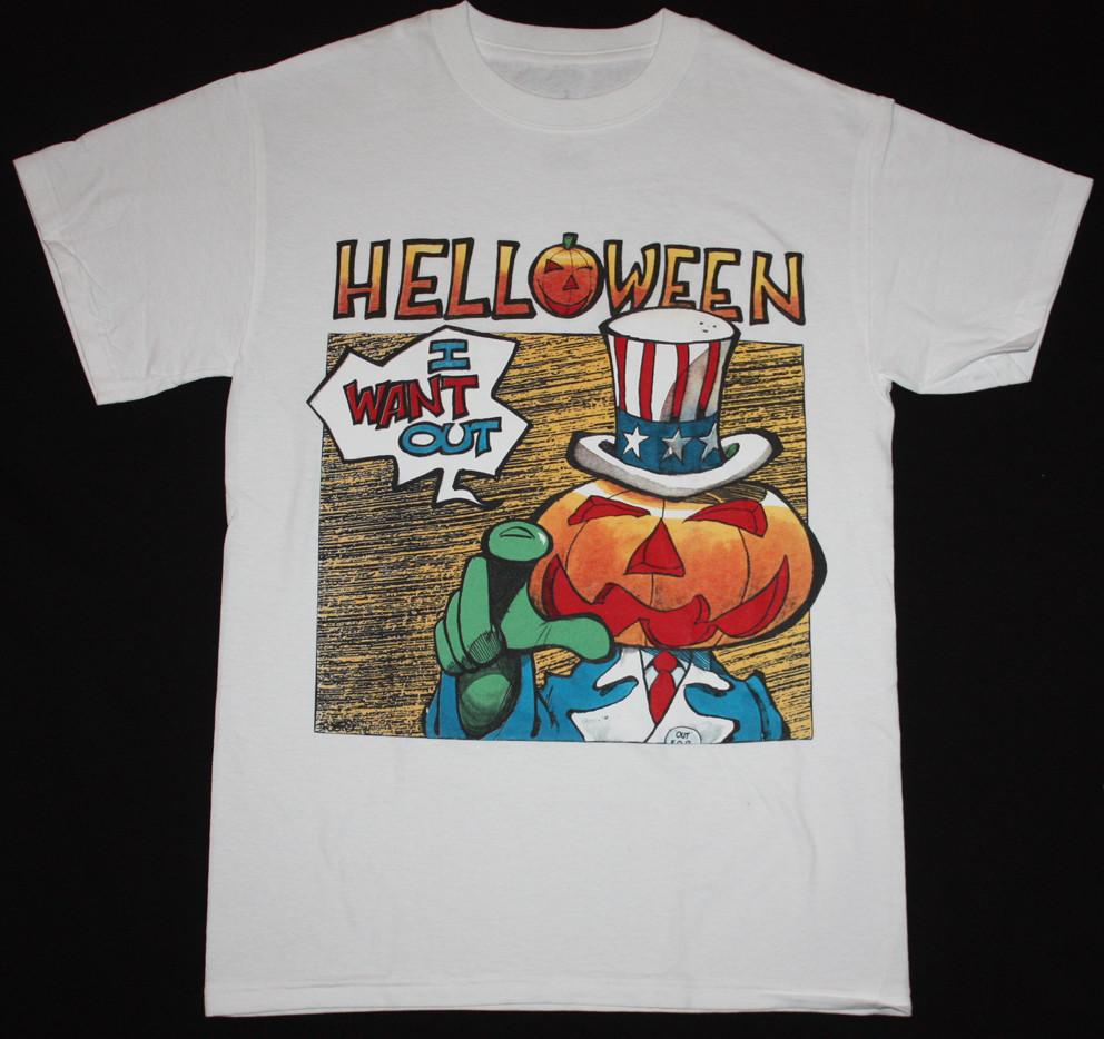 HELLOWEEN Я ХОЧУ ВЫЙТИ Новая футболка Хлопковая Унисекс Футболка Все Размеры S-4XL A929 Унисекс Футболка