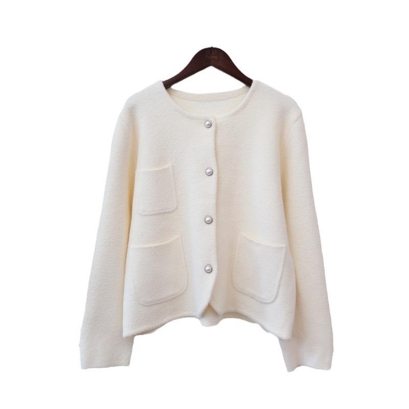 Кардиган трикотажный двусторонний с круглым вырезом, новый осенне-зимний, свободный, с темпераментом, куртка-свитер женская