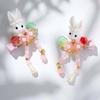1 Pair Long Ribbon Hanfu Hair Clip Handmade Flower Flowing Tassel Rabbit Tassel Hairpin Lightweight Comfort Metal Duckbill Clip