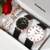 Комплект из 4 предметов: мужские и женские парные часы, модные кожаные кварцевые часы, мужские минималистичные часы, женские модные часы и парный браслет