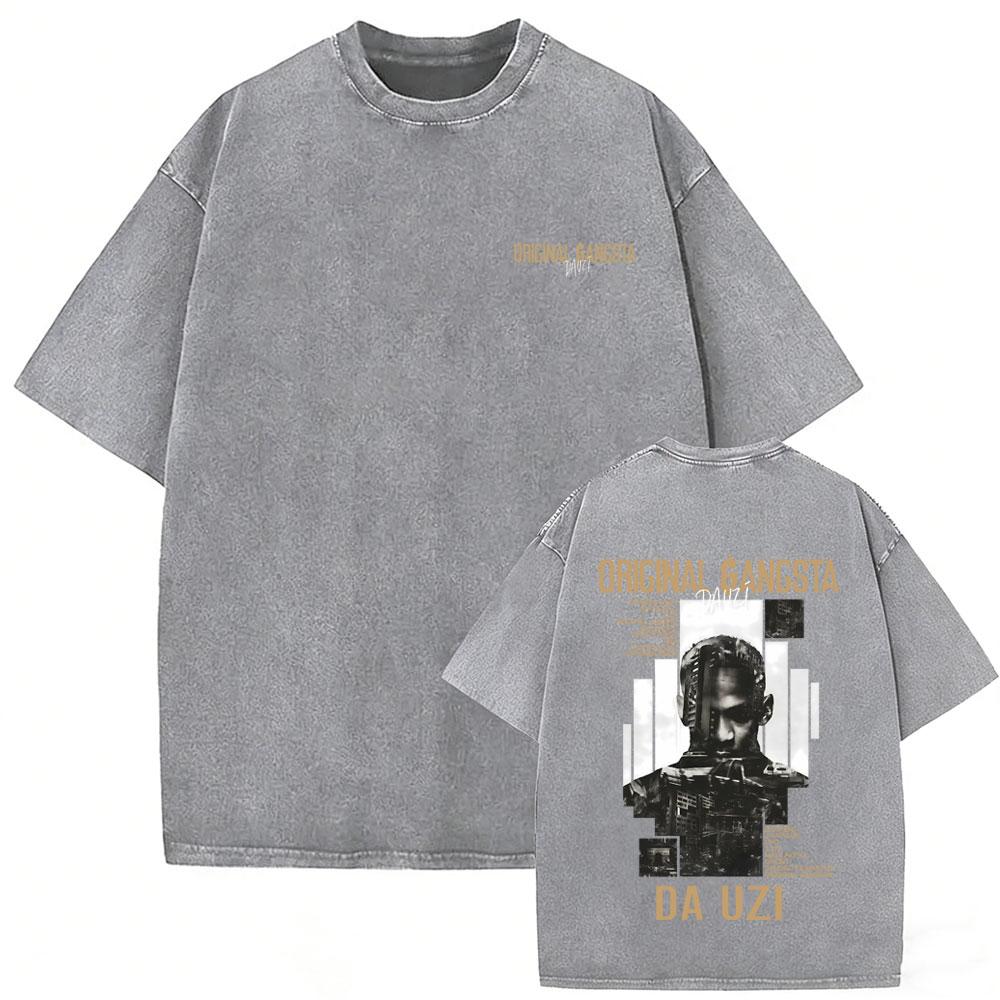 Vintage Washed Rapper DA Uzi Original Gangsta Album Merch Tshirt Men Women Hip Hop Fashion Pop Music T Shirts Streetwear