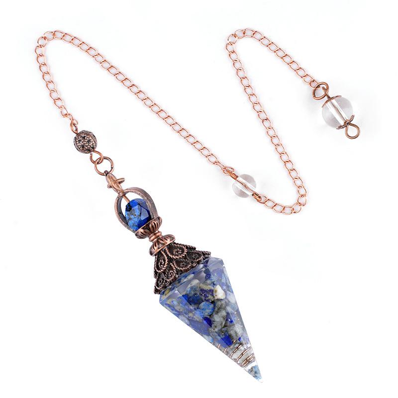 1pc Natural Stone Pendulum Necklaces Hexagonal Cone Crushed Stone Amethysts Rose Quartz Pendant Jewelry Accessories