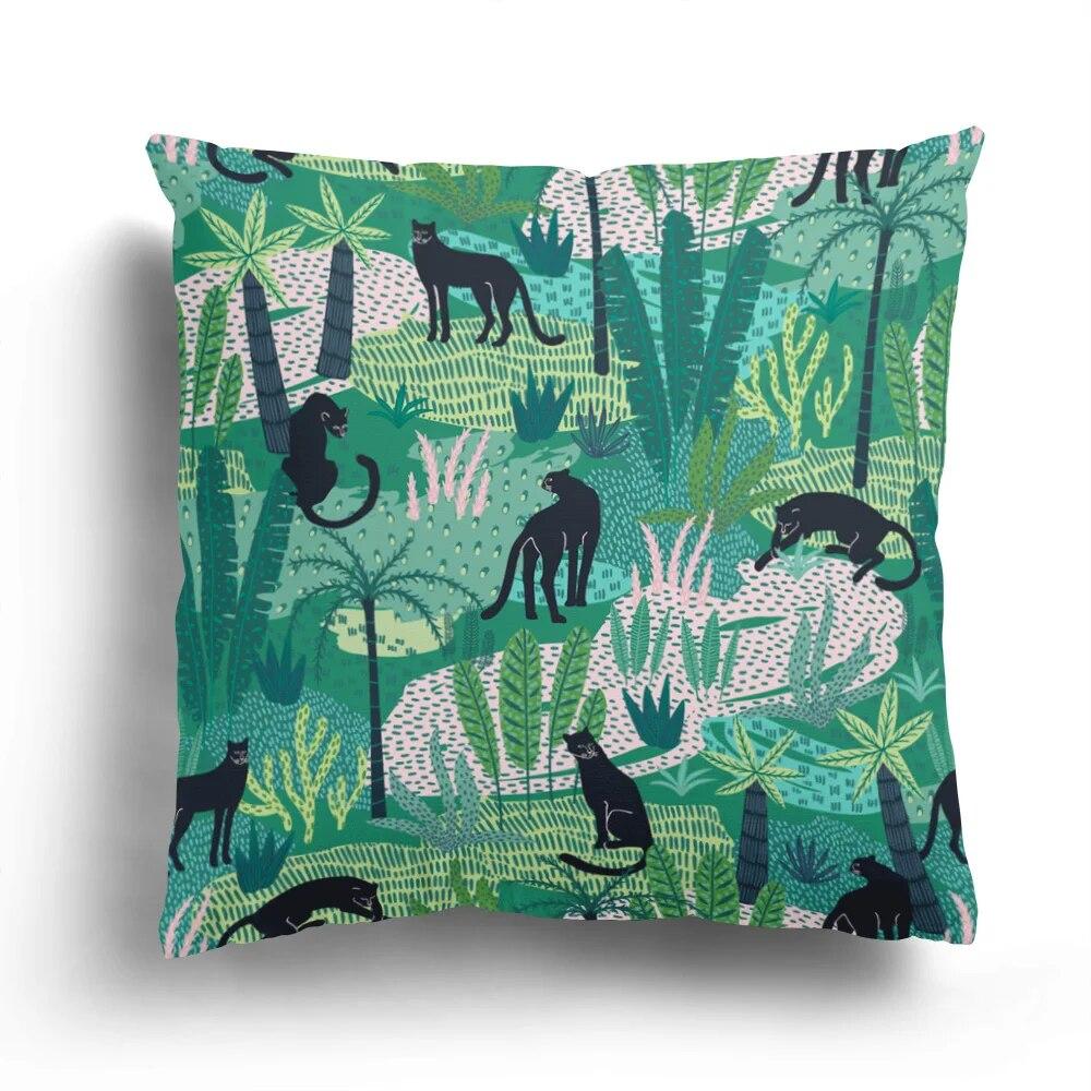 Fashion Pillowcase Bedroom Cushion Cover Home Decoration Sofa Green Plant Colorful Leaf Flower Series