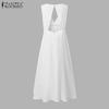 ZANZEA Women Summer V-Neck Sleeveless Backles Casual Long Dress
