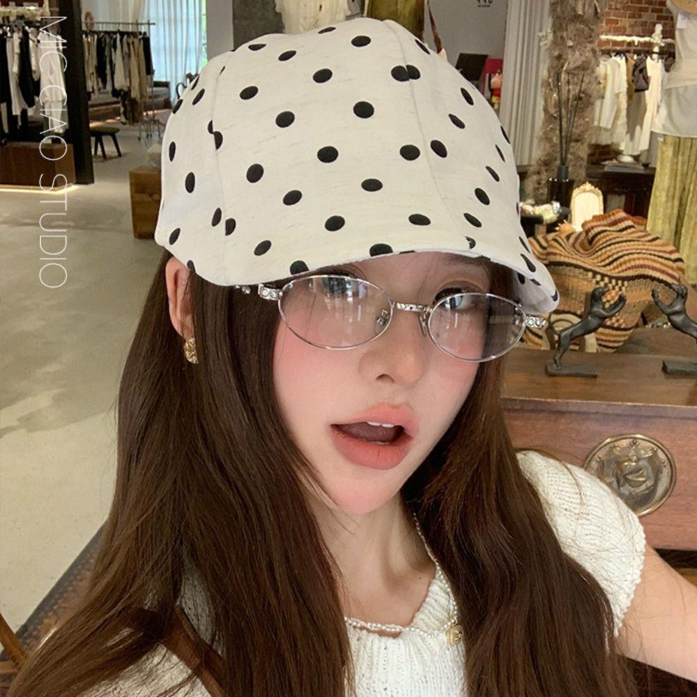 Y2k Forward Cap Thin Newsboy Cap Personality Polka Dot Beret Outdoor