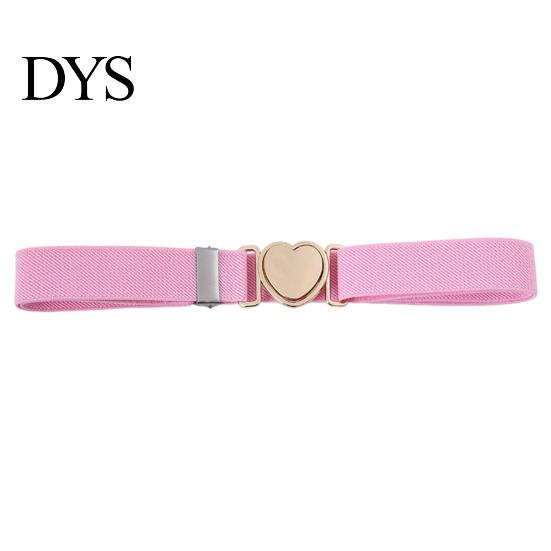 Women Waistband Unisex Belt Contrast Color Banded Metallic Heart Buckle Lightweight Girls Adjustable Elastic Band Girl Waist Strap for Parties