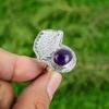 925 Sterling Silver February African Amethyst Gemstone Statement Stackable Ring