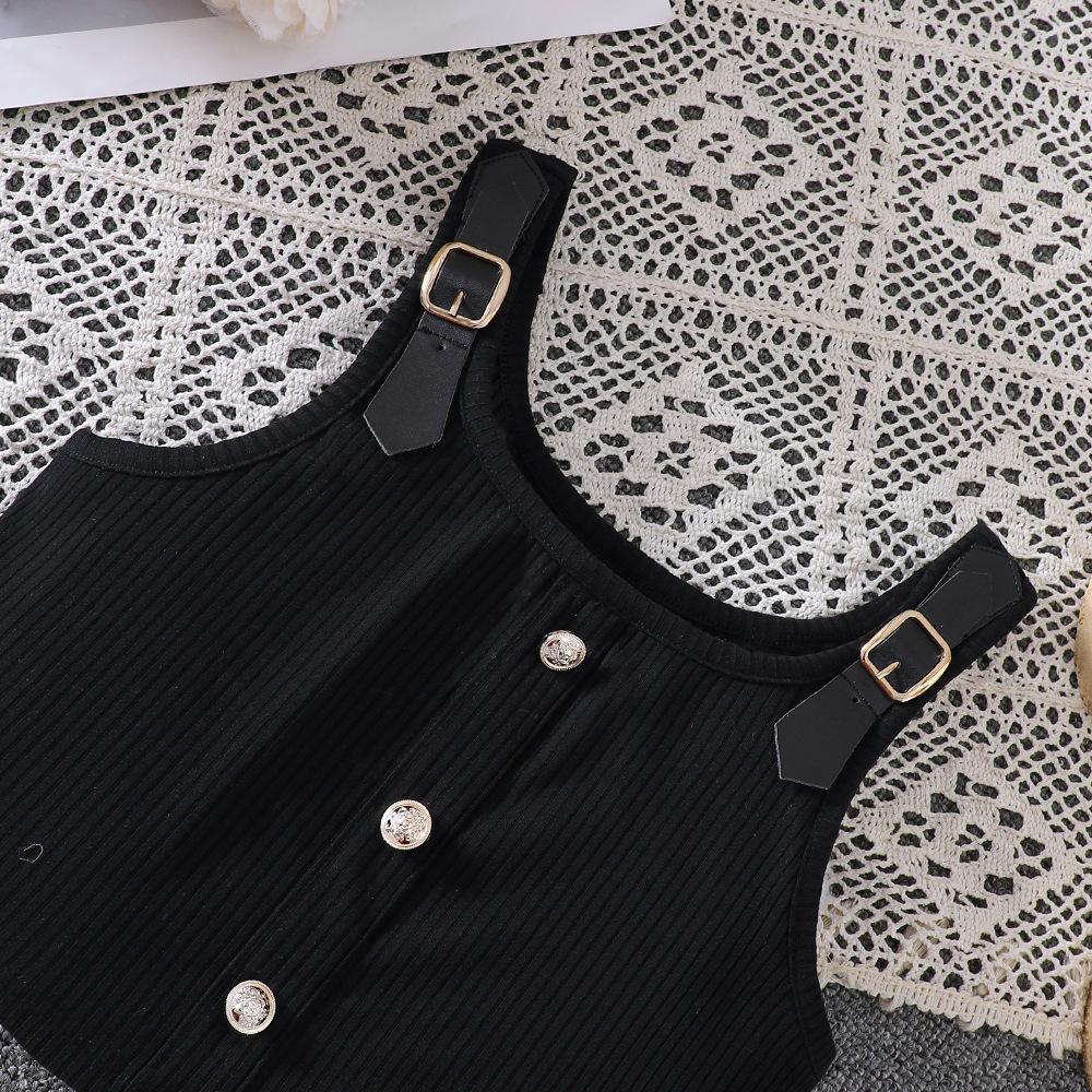 Детские юбки Детская одежда 8-12 лет Девочки весна-лето новый трикотажный плиссированный комплект юбки на шее