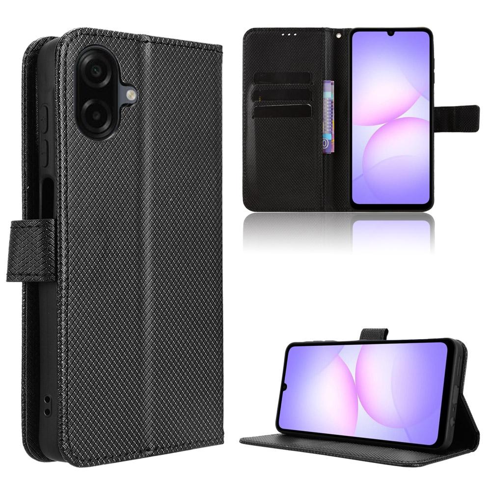 For Samsung Galaxy A07 4G Leather Wallet Case with Strap Diamond Texture Phone Cover