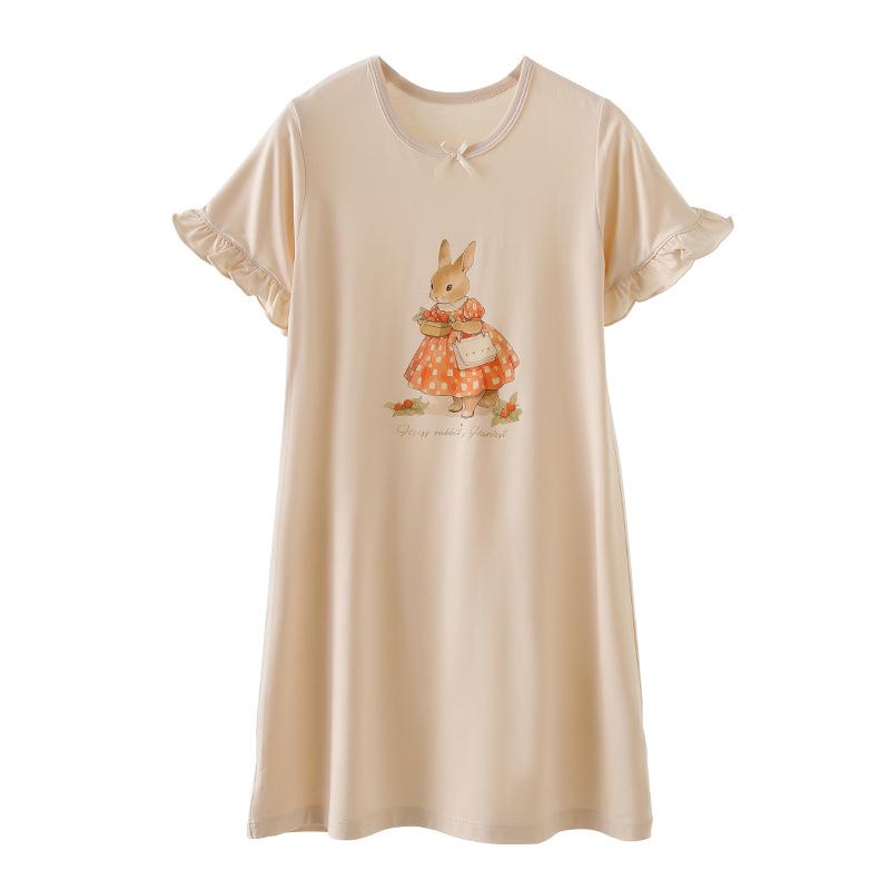 Летняя мультяшная ночная рубашка для девочек - Дышащая пижама свободного кроя для малышек