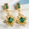 Japanese and Korean Temperament Emerald Stud Earrings Retro High-end Earrings Classic Fashion Design Sense Classical Style