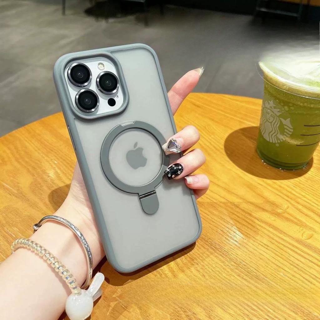 Подходит для iPhone17PROMAX Чехол для мобильного телефона с подставкой, реагирующий на прикосновение к коже, Матовый, с магнитной адсорбцией, Защитный чехол для Apple 16 с защитной пленкой для объектива