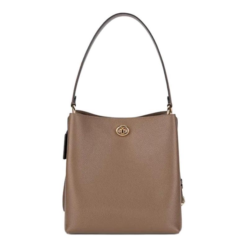 COACH Charlie 26 detachable shoulder strap with knob closure cow leather bucket bag shoulder crossbody handbag medium women's dark brown