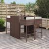 VidaXL Garden Bar Set with Cushions 5 Pcs Brown Poly Rattan, Bar Table Set, Table and Bar Chair, 3200669